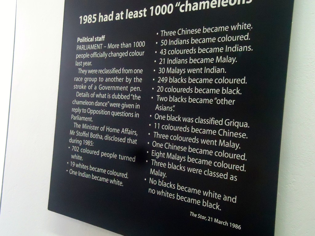 Race is a construct with social realities (Apartheid Museum, Joburg, Feb 2016)